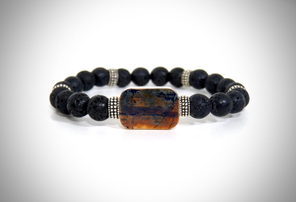 Bracelet Ivoire de Mammouth, Pierre de Lave fabriqué artisanalement par Y.S CRÉATIONS