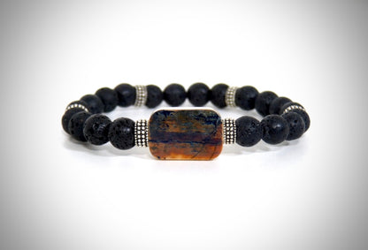 Bracelet Ivoire de Mammouth, Pierre de Lave fabriqué artisanalement par Y.S CRÉATIONS