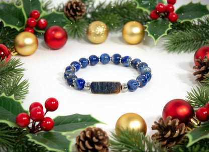 Bracelet Ivoire de Mammouth, Pierre naturelles Lapis Lazuli fabriqué artisanalement par Y.S CRÉATIONS